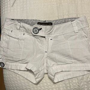 White Cargo Shorts with Cuffed Hem